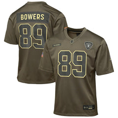 Brock Bowers Las Vegas Raiders Youth 2025 Salute to Service Game Jersey - Olive