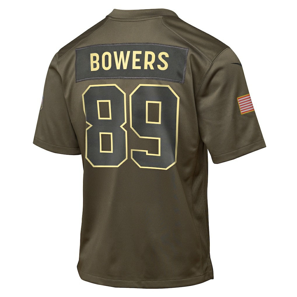 Brock Bowers Las Vegas Raiders Youth 2025 Salute to Service Game Jersey - Olive