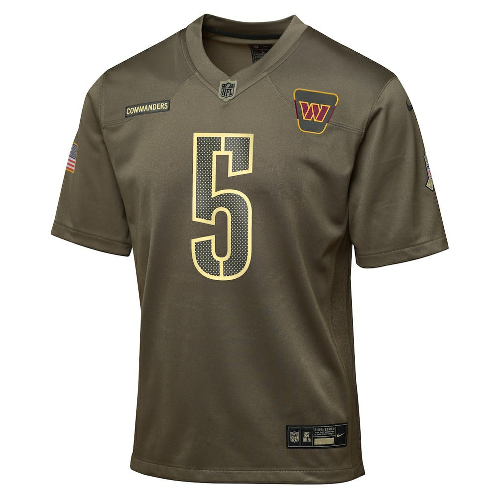 Jayden Daniels Washington Commanders Youth 2025 Salute to Service Game Jersey - Olive