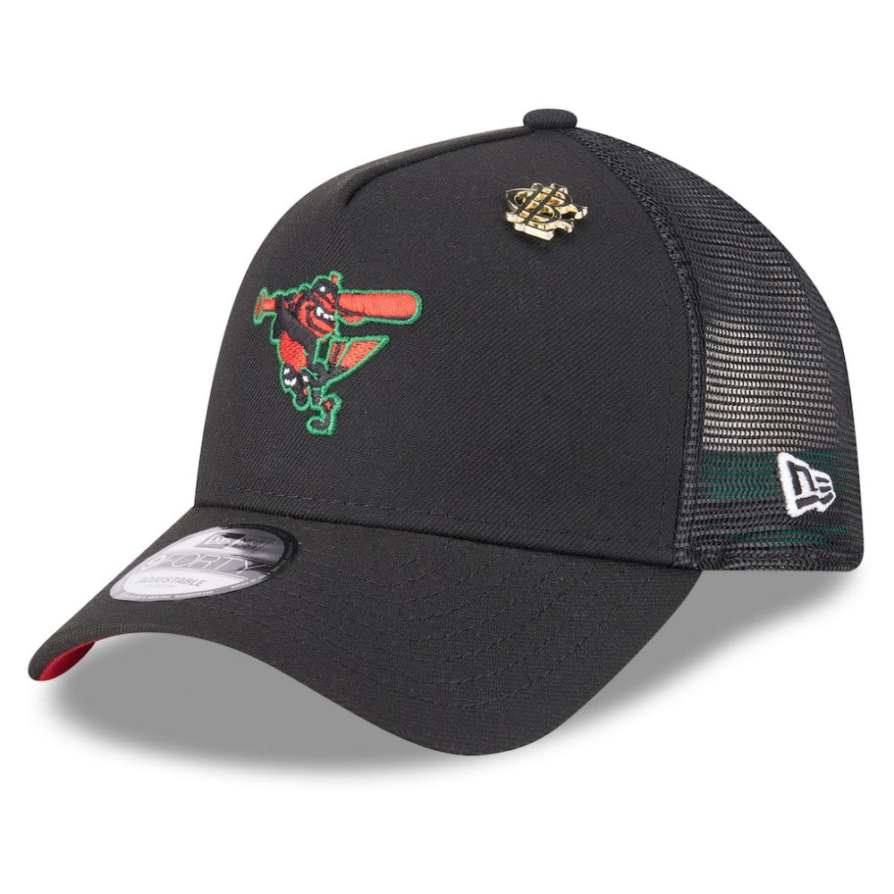 Baltimore Orioles 2025 Big League Chew A-Frame 9FORTY Adjustable Trucker Hat Black | New Era