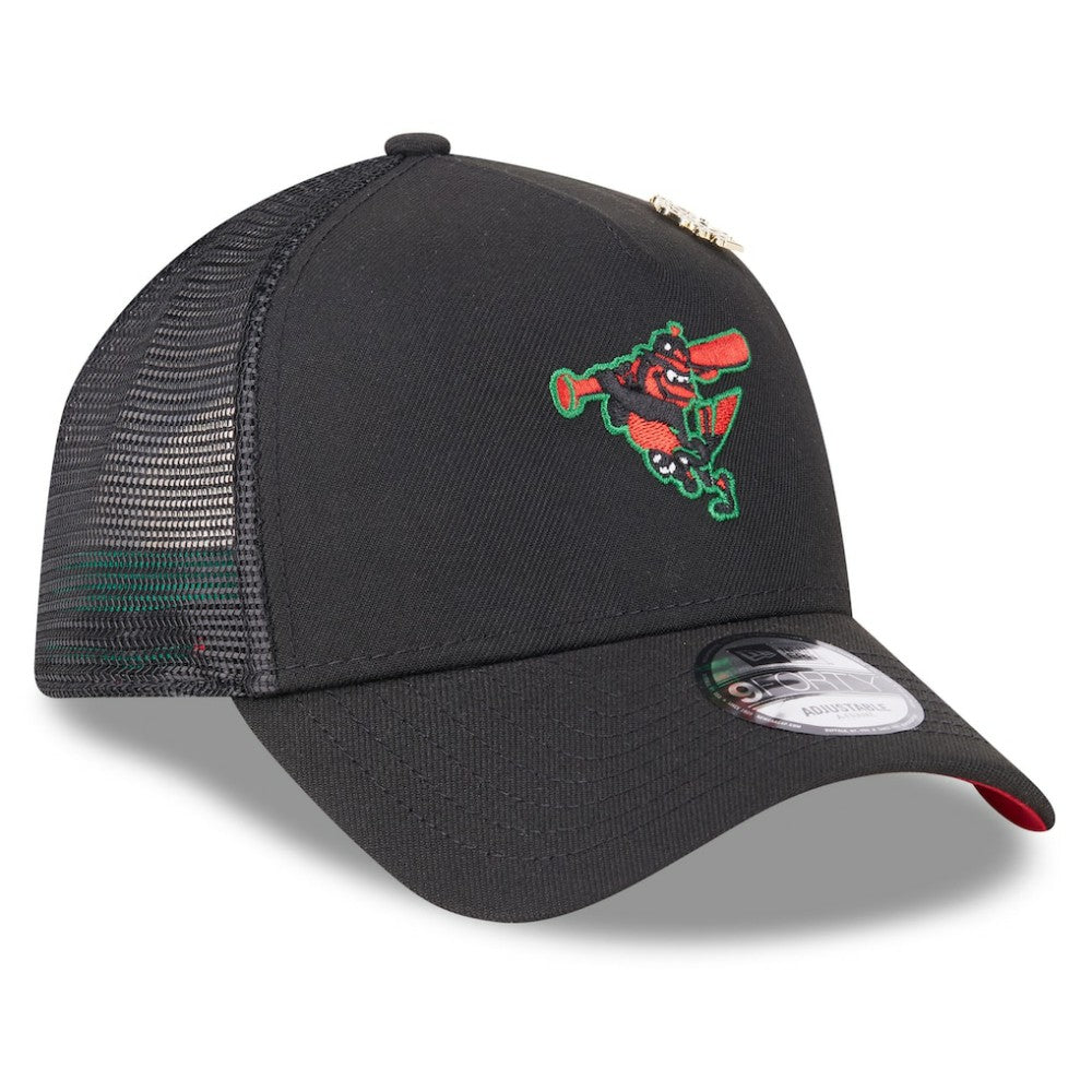 Baltimore Orioles 2025 Big League Chew A-Frame 9FORTY Adjustable Trucker Hat Black | New Era