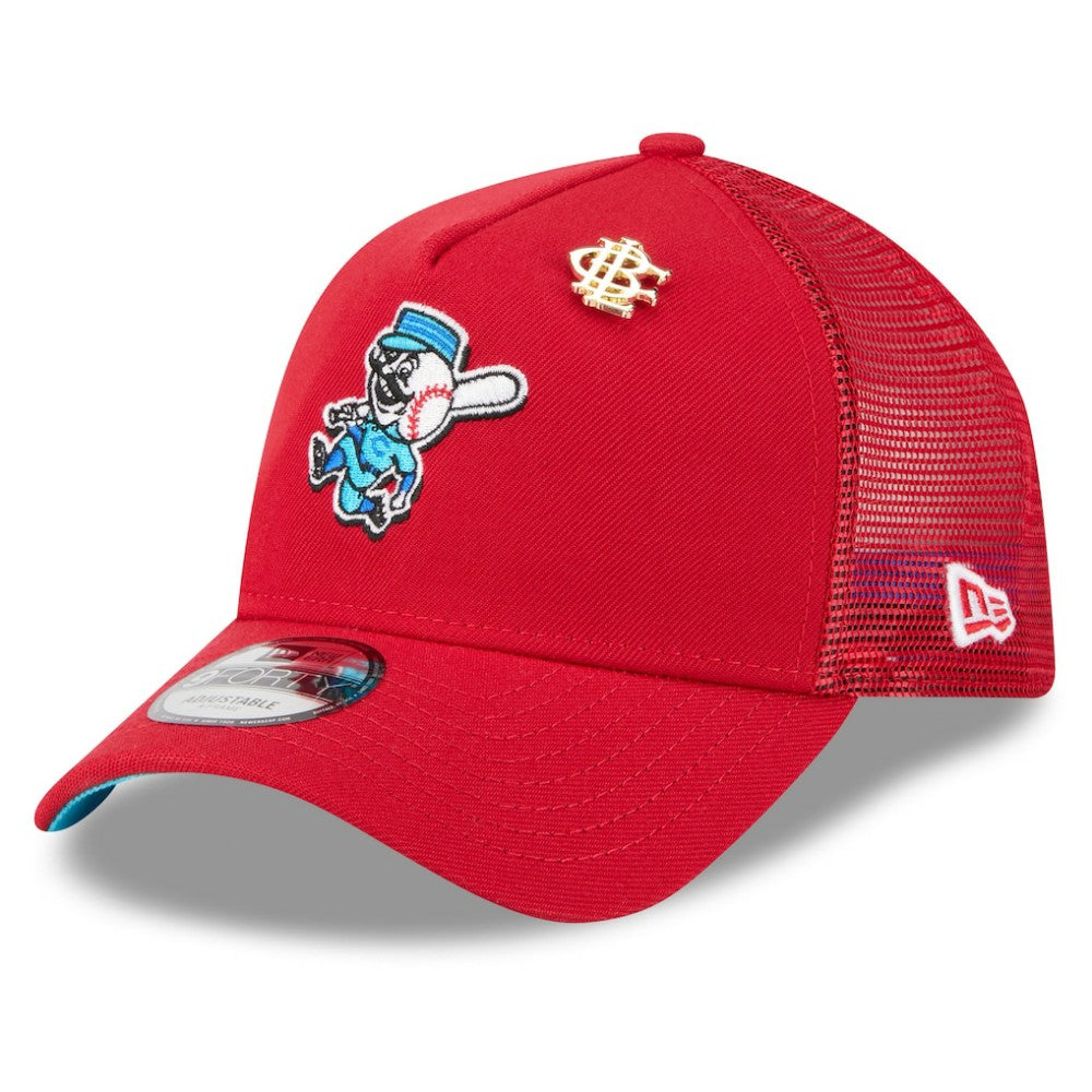 Cincinnati Reds 2025 Big League Chew A-Frame 9FORTY Adjustable Trucker Hat Red | New Era