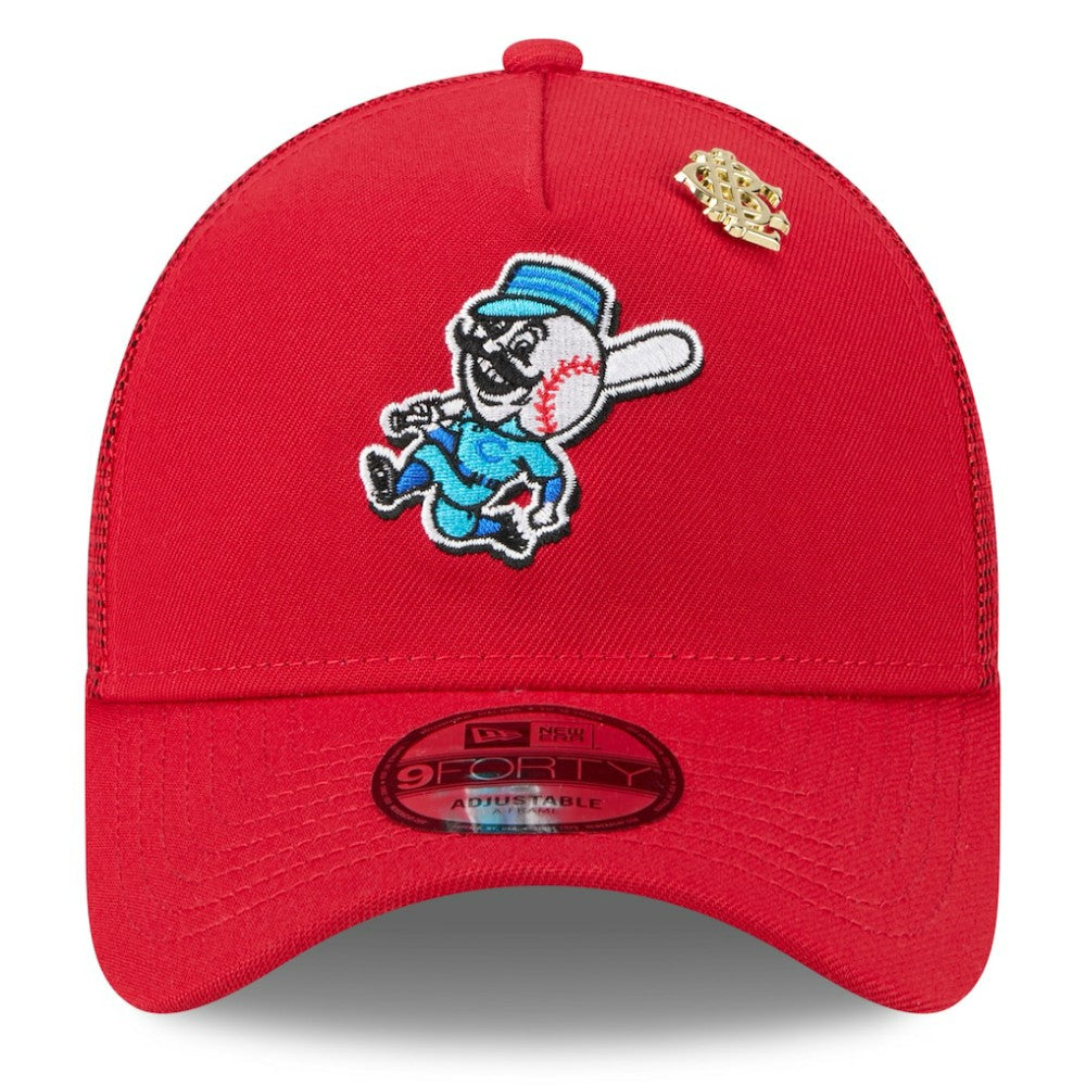 Cincinnati Reds 2025 Big League Chew A-Frame 9FORTY Adjustable Trucker Hat Red | New Era