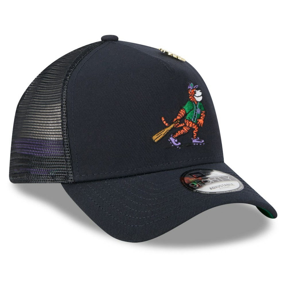 Detroit Tigers 2025 Big League Chew A-Frame 9FORTY Adjustable Trucker Hat Navy | New Era
