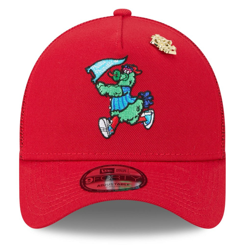 Philadelphia Phillies 2025 Big League Chew A-Frame 9FORTY Adjustable Trucker Hat Red | New Era