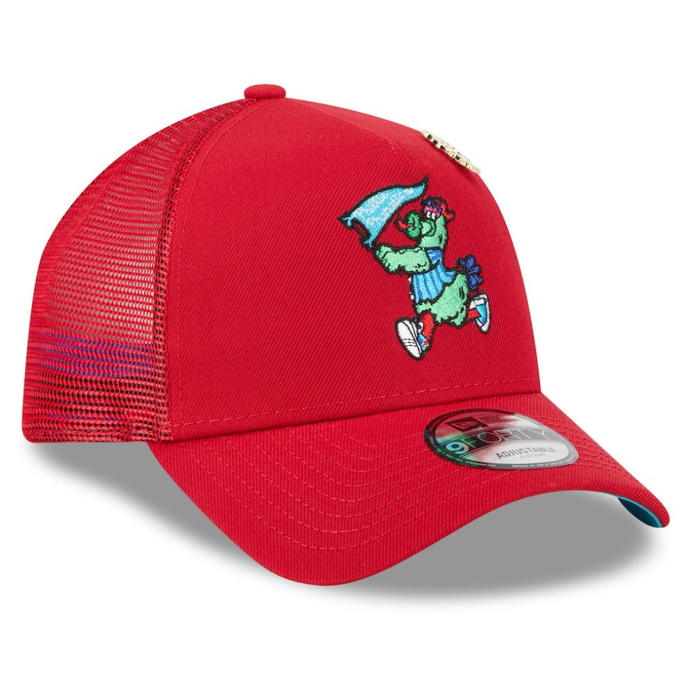Philadelphia Phillies 2025 Big League Chew A-Frame 9FORTY Adjustable Trucker Hat Red | New Era