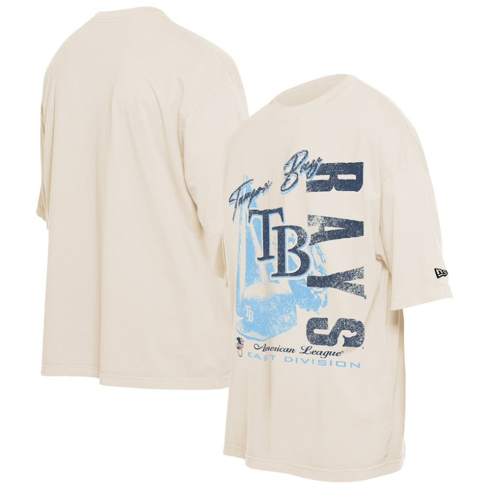 Tampa Bay Rays Cooperstown Collection Oversized Throwback Distressed T-Shirt Cream | New Era