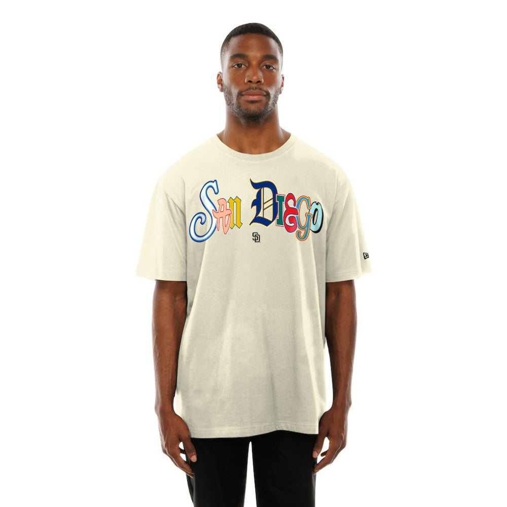 San Diego Padres Ransom Note Oversized T-Shirt Cream | New Era