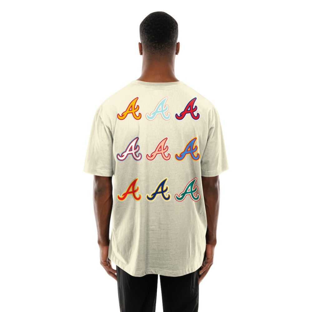 Atlanta Braves Ransom Note Oversized T-Shirt Cream | New Era