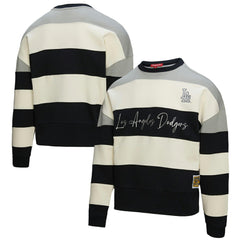 Los Angeles Dodgers Women's Cooperstown Collection Blocked Fleece Pullover Sweatshirt- Gray/Black | Mitchell & Ness