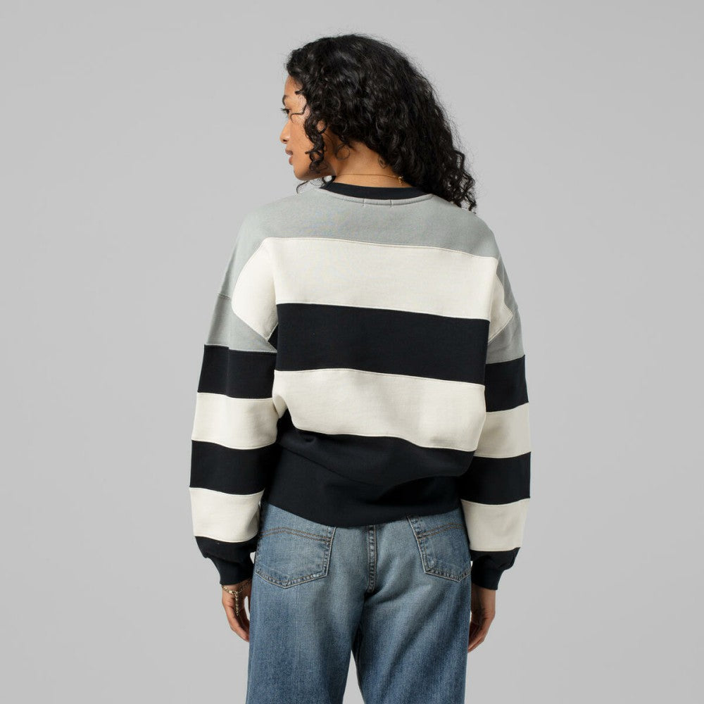 Los Angeles Dodgers Women's Cooperstown Collection Blocked Fleece Pullover Sweatshirt- Gray/Black | Mitchell & Ness