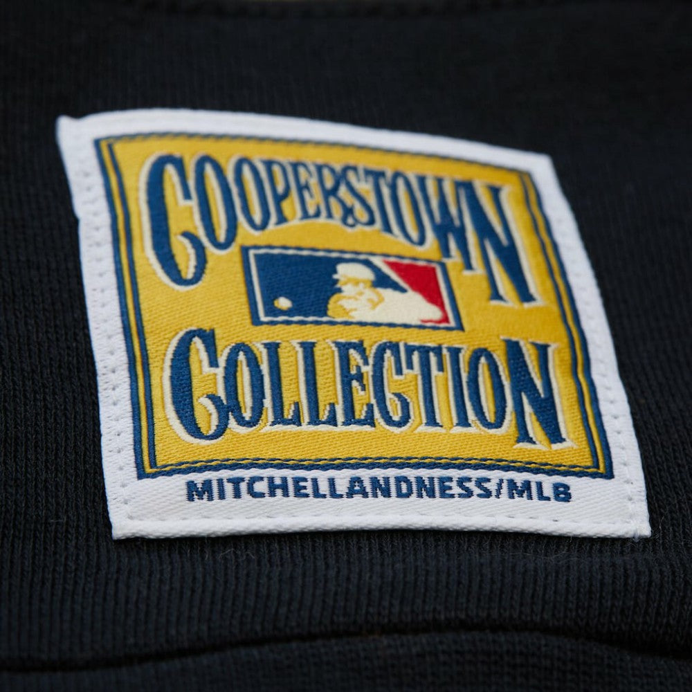 Atlanta Braves Women's Cooperstown Collection Blocked Fleece Pullover Sweatshirt- Red/Black | Mitchell & Ness