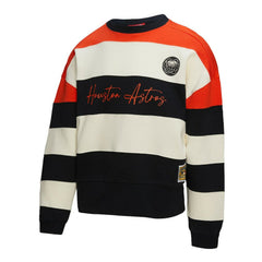 Houston Astros Women's Cooperstown Collection Blocked Fleece Pullover Sweatshirt- Orange/Black | Mitchell & Ness