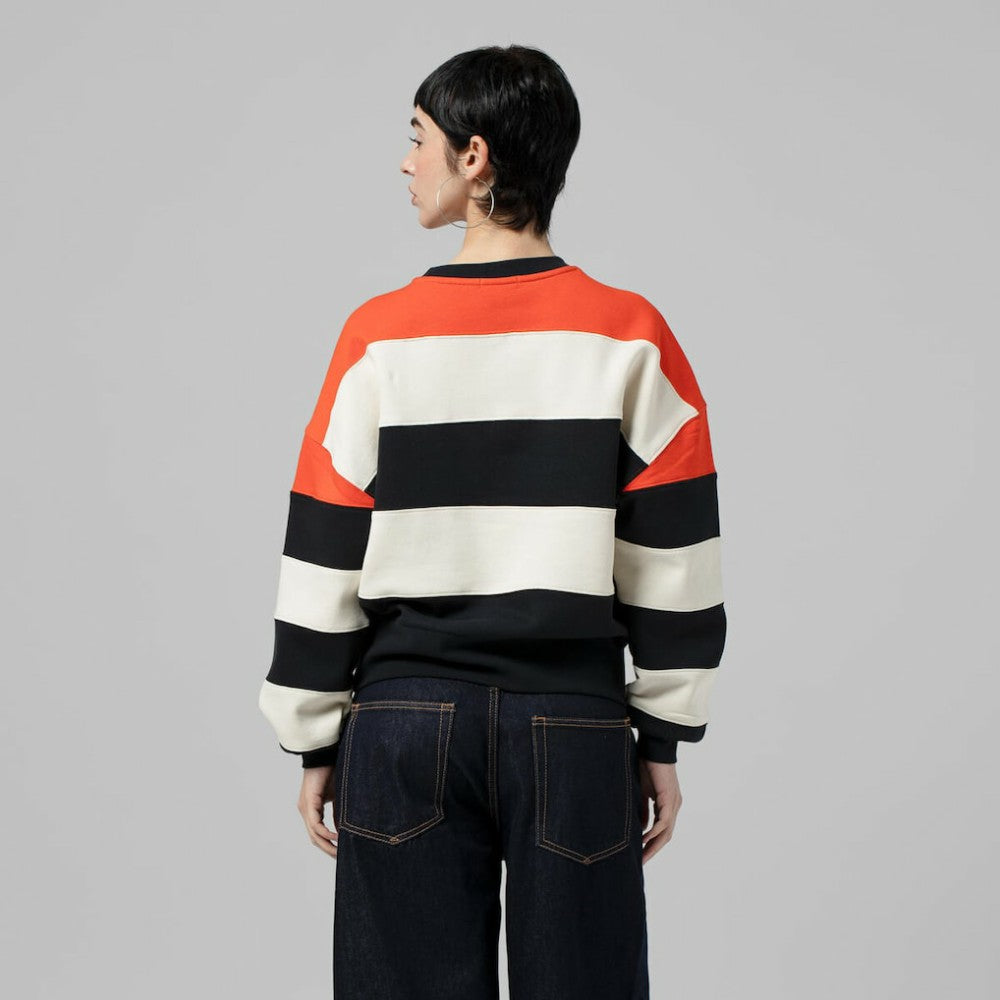 Houston Astros Women's Cooperstown Collection Blocked Fleece Pullover Sweatshirt- Orange/Black | Mitchell & Ness