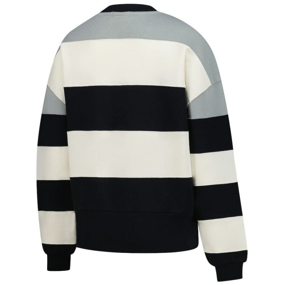 Milwaukee Brewers Women's Cooperstown Collection Blocked Fleece Pullover Sweatshirt- Gray/Black | Mitchell & Ness