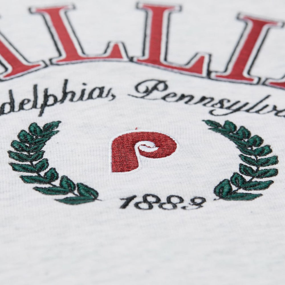 Philadelphia Phillies Women's Cropped Toggle Pullover Sweatshirt Heather Gray | Mitchell & Ness