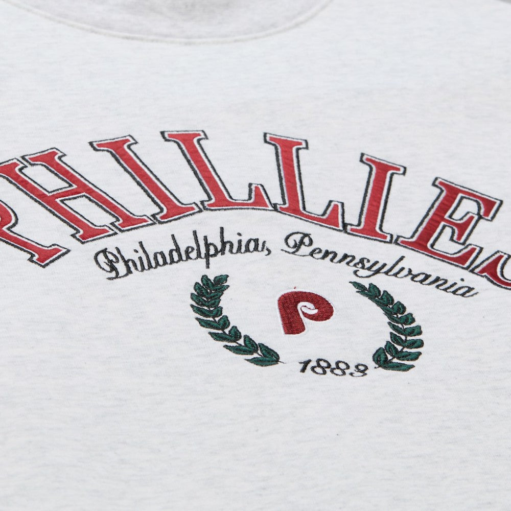 Philadelphia Phillies Women's Cropped Toggle Pullover Sweatshirt Heather Gray | Mitchell & Ness