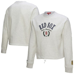 Boston Red Sox Women's Cropped Toggle Pullover Sweatshirt Heather Gray | Mitchell & Ness