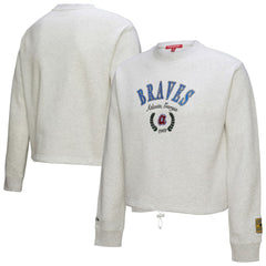 Atlanta Braves Women's Cropped Toggle Pullover Sweatshirt Heather Gray | Mitchell & Ness