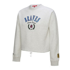Atlanta Braves Women's Cropped Toggle Pullover Sweatshirt Heather Gray | Mitchell & Ness