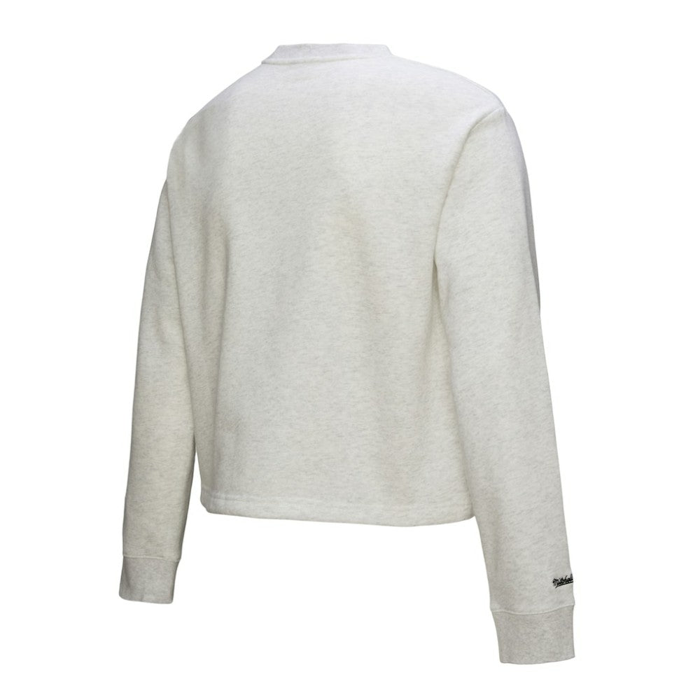 Atlanta Braves Women's Cropped Toggle Pullover Sweatshirt Heather Gray | Mitchell & Ness