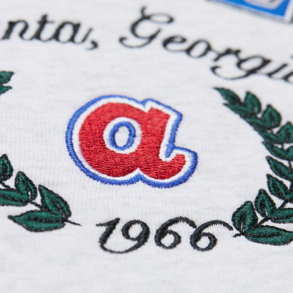 Atlanta Braves Women's Cropped Toggle Pullover Sweatshirt Heather Gray | Mitchell & Ness
