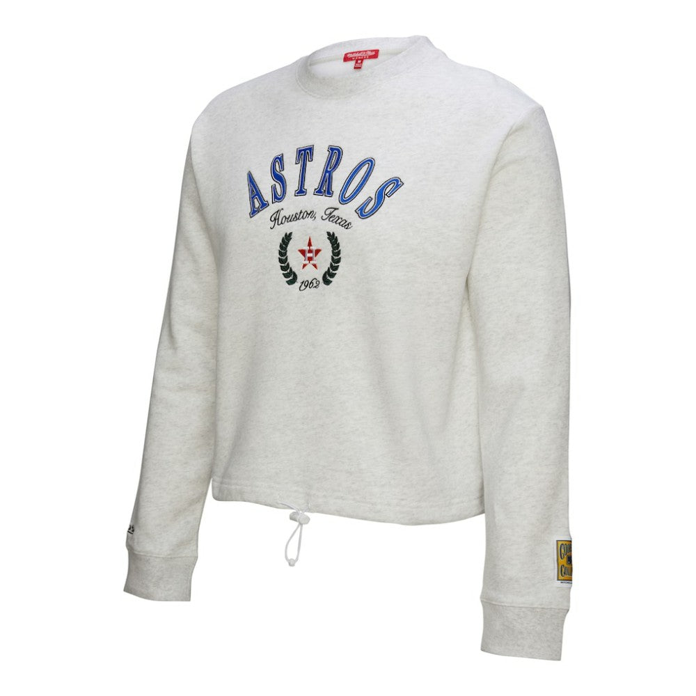 Houston Astros Women's Cropped Toggle Pullover Sweatshirt Heather Gray | Mitchell & Ness