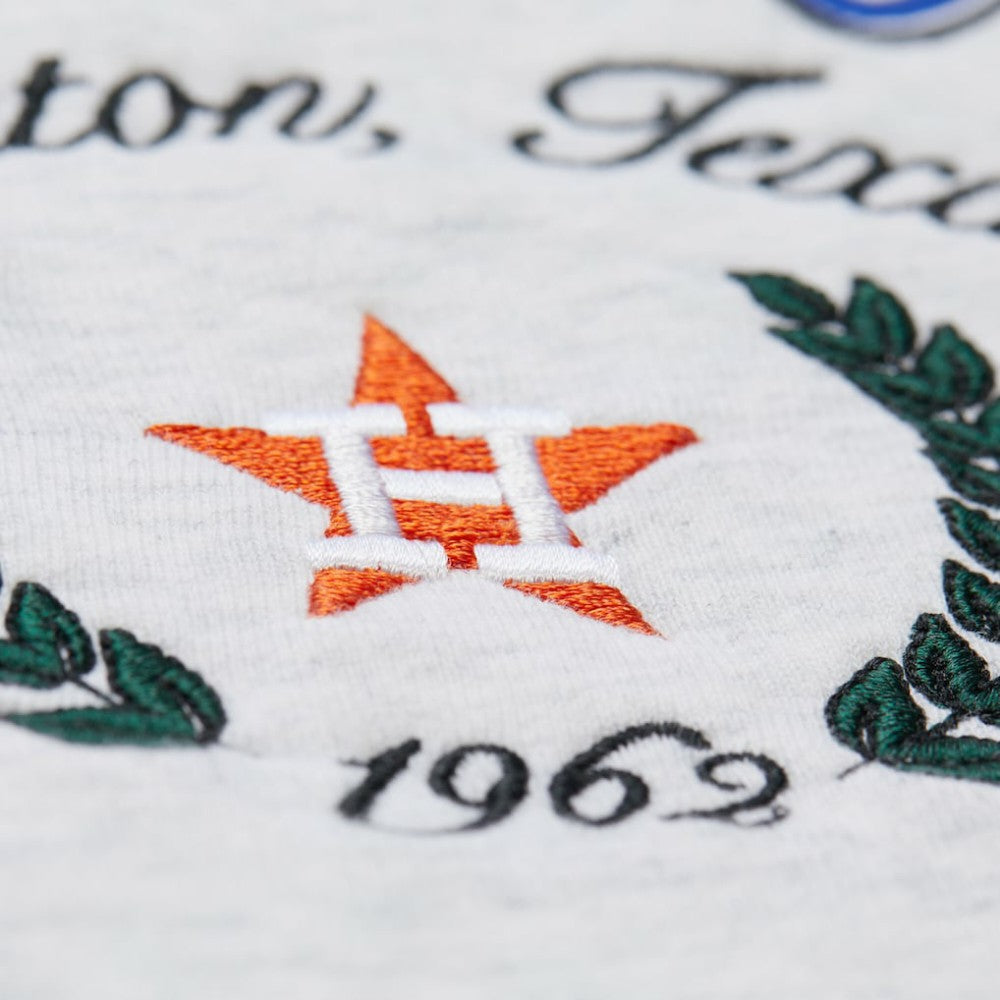 Houston Astros Women's Cropped Toggle Pullover Sweatshirt Heather Gray | Mitchell & Ness