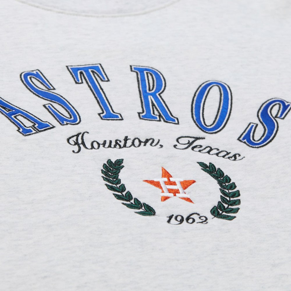 Houston Astros Women's Cropped Toggle Pullover Sweatshirt Heather Gray | Mitchell & Ness