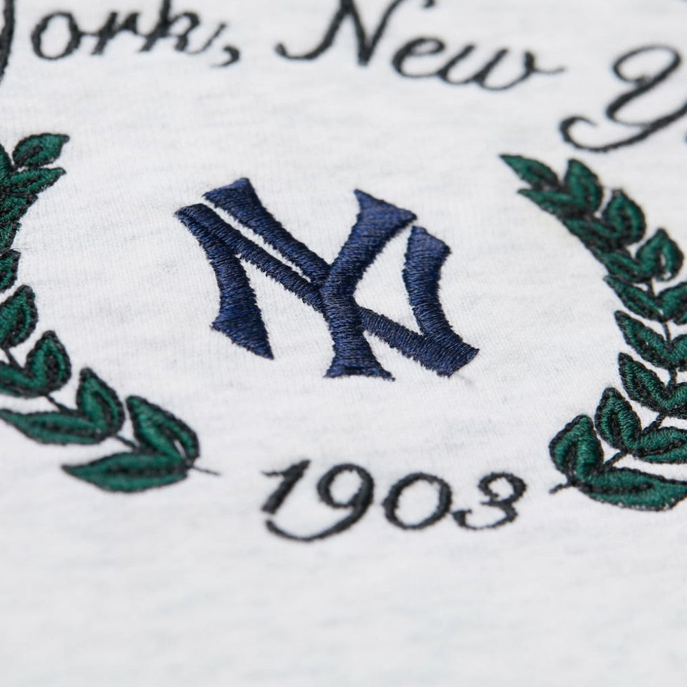 New York Yankees Women's Cropped Toggle Pullover Sweatshirt Heather Gray | Mitchell & Ness