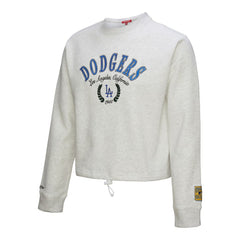 Los Angeles Dodgers Women's Cropped Toggle Pullover Sweatshirt Heather Gray | Mitchell & Ness