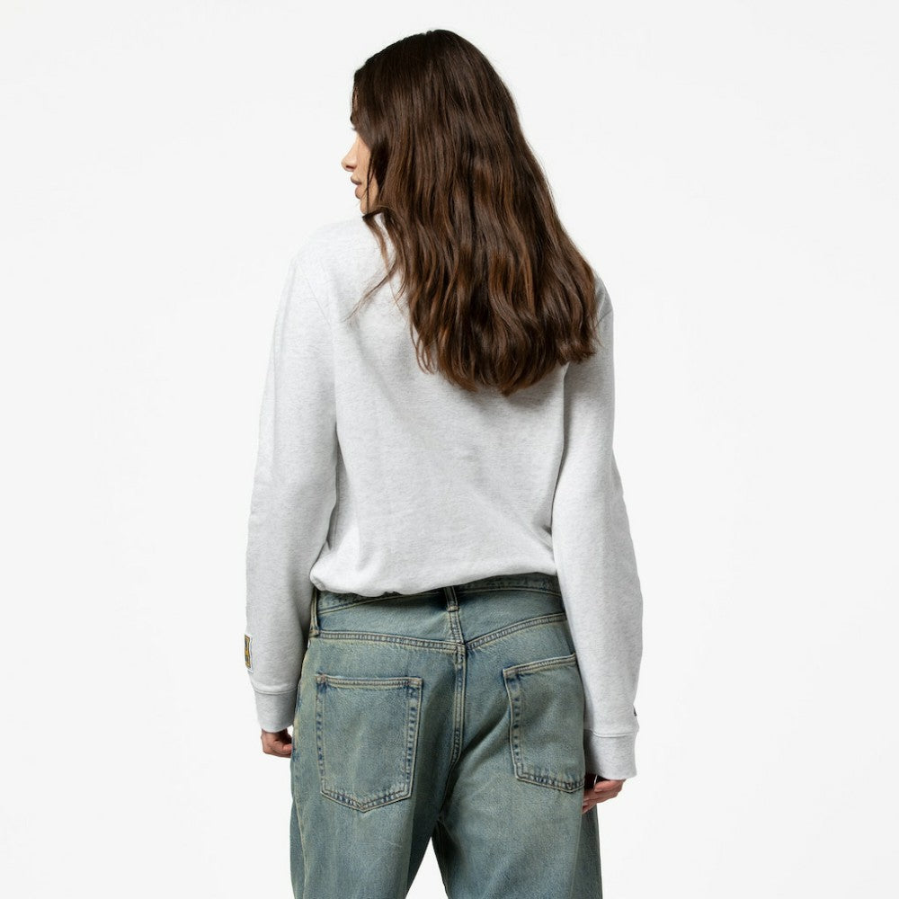 Los Angeles Dodgers Women's Cropped Toggle Pullover Sweatshirt Heather Gray | Mitchell & Ness