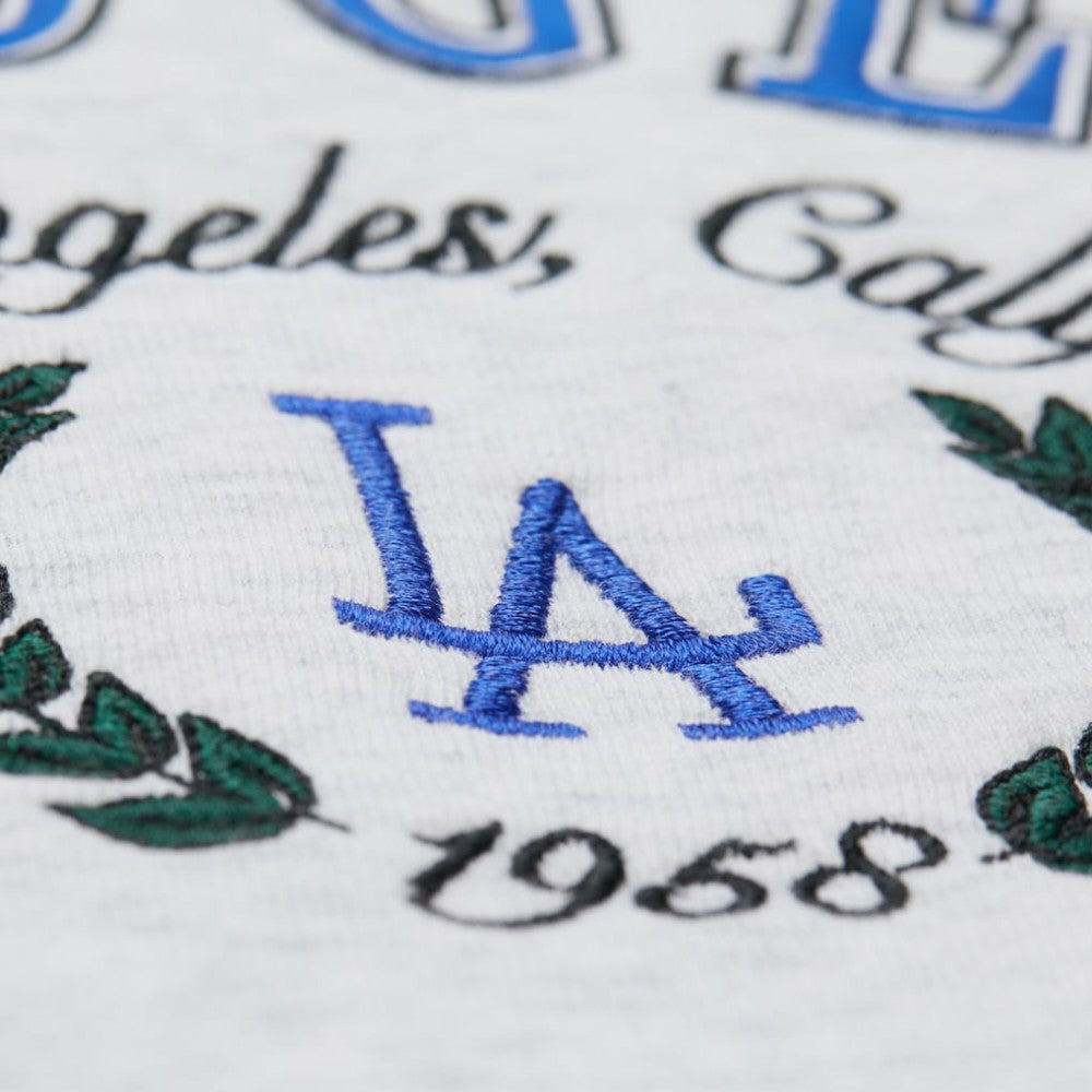 Los Angeles Dodgers Women's Cropped Toggle Pullover Sweatshirt Heather Gray | Mitchell & Ness
