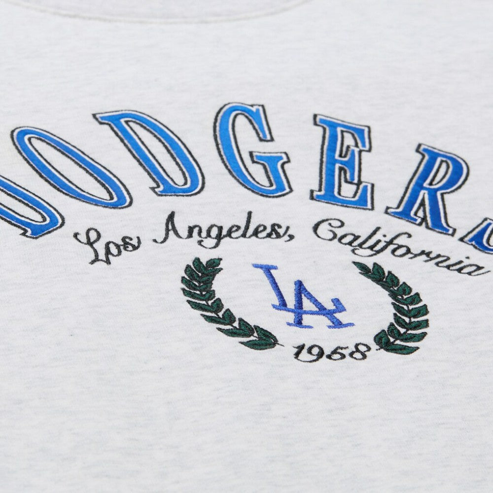 Los Angeles Dodgers Women's Cropped Toggle Pullover Sweatshirt Heather Gray | Mitchell & Ness