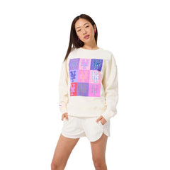 New York Mets Terez Women's Technicolor  Oversized Pullover Sweatshirt Cream