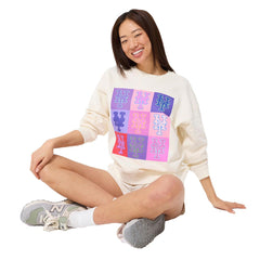 New York Mets Terez Women's Technicolor  Oversized Pullover Sweatshirt Cream