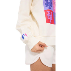 New York Mets Terez Women's Technicolor  Oversized Pullover Sweatshirt Cream
