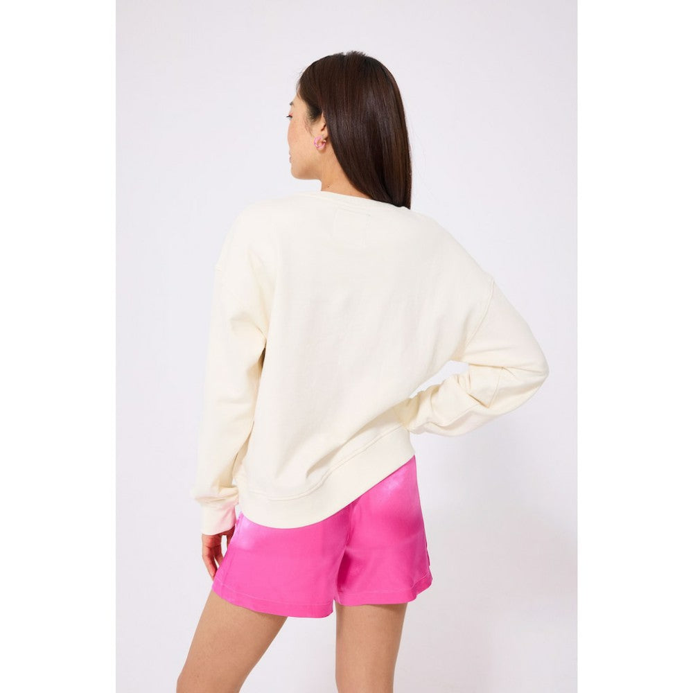 Los Angeles Dodgers Terez Women's Technicolor  Oversized Pullover Sweatshirt Cream