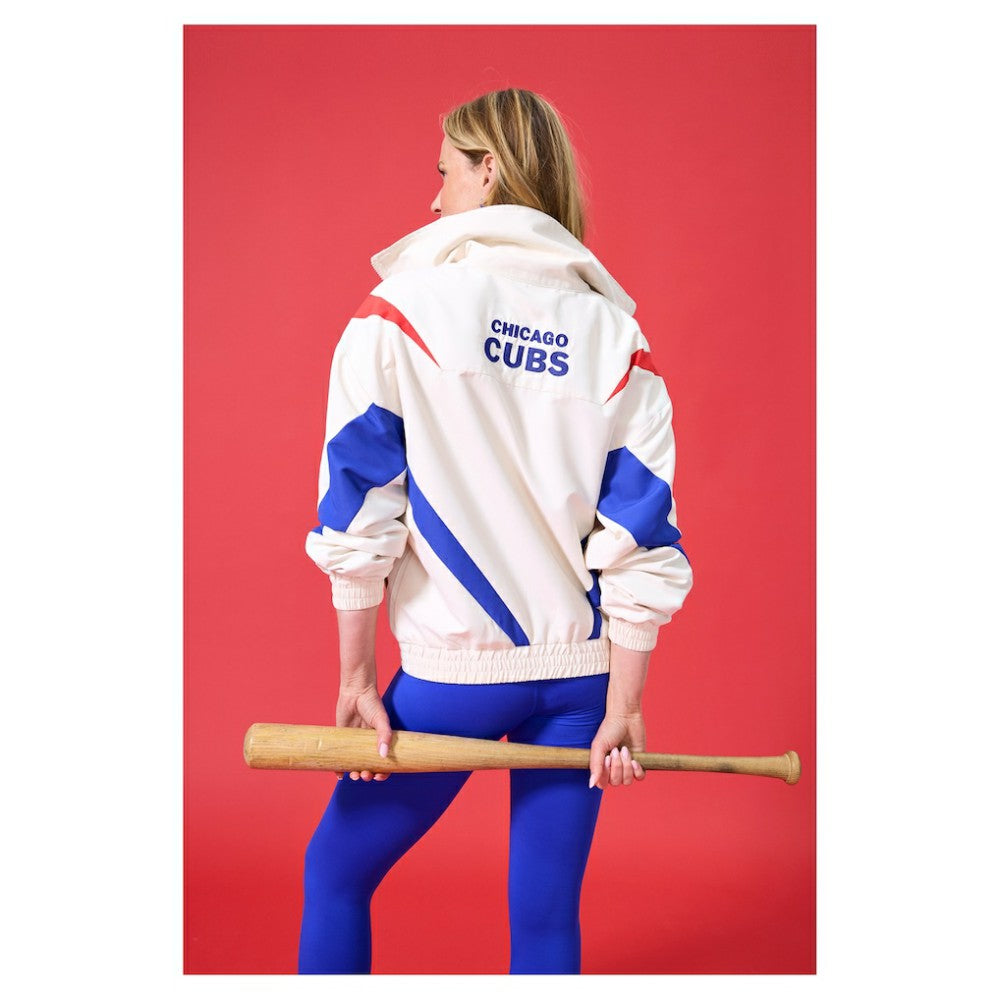 Chicago Cubs Terez Women's Ripstop Chevron Quarter-Zip Pullover Cream