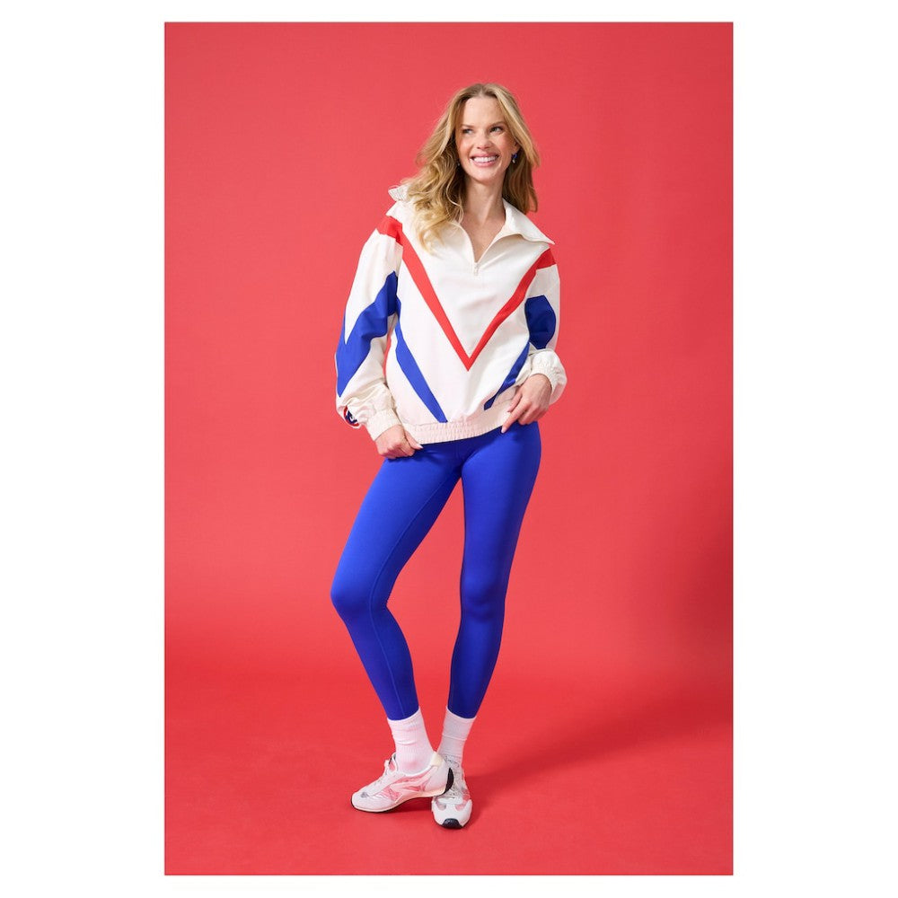 Chicago Cubs Terez Women's Ripstop Chevron Quarter-Zip Pullover Cream