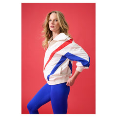 Chicago Cubs Terez Women's Ripstop Chevron Quarter-Zip Pullover Cream