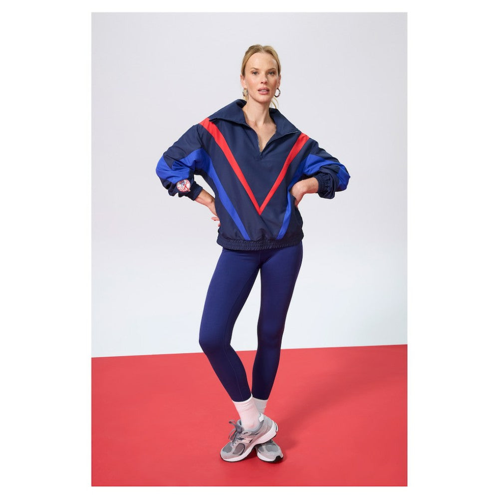 New York Yankees Terez Women's Ripstop Chevron Quarter-Zip Pullover Navy