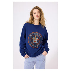 Houston Astros Terez Women's Oversized Gemstone Logo Sweatshirt Navy