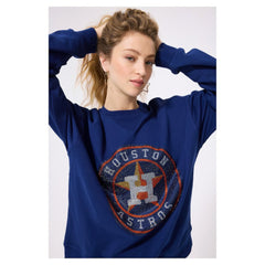 Houston Astros Terez Women's Oversized Gemstone Logo Sweatshirt Navy