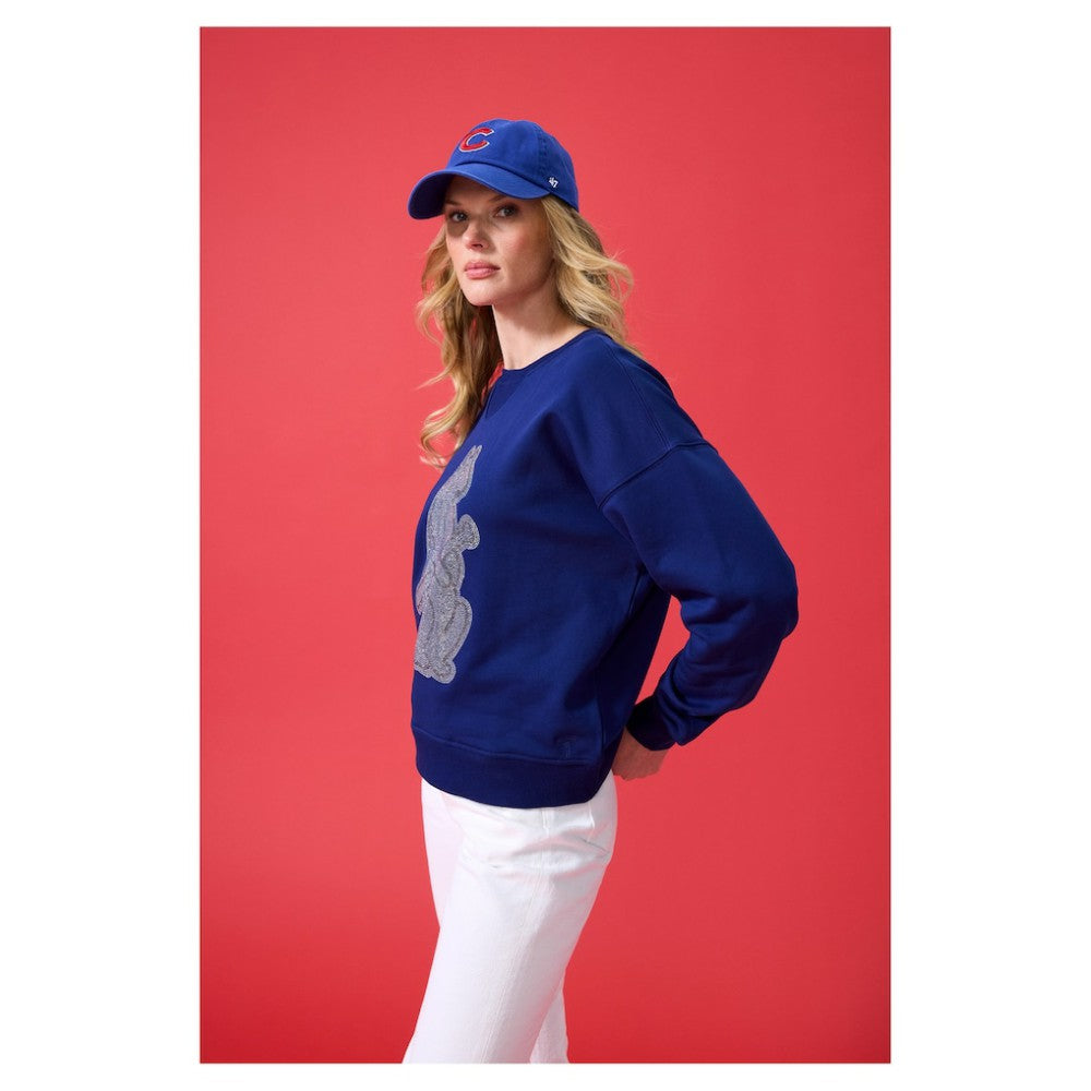 Chicago Cubs Terez Women's Oversized Gemstone Logo Sweatshirt Navy