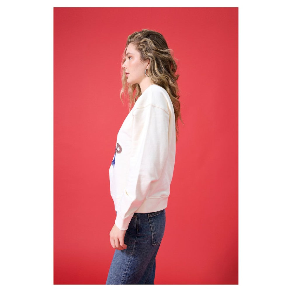 Philadelphia Phillies Terez Women's Oversized Gemstone Logo Sweatshirt Cream