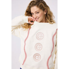 Chicago Cubs Terez Women's Baseball Stitch Pullover Sweatshirt Cream