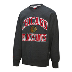 Chicago Blackhawks Mitchell & Ness Playoff Win Fleece Pullover Sweatshirt Heather Charcoal