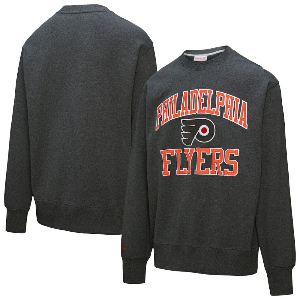 Philadelphia Flyers Mitchell & Ness Playoff Win Fleece Pullover Sweatshirt Charcoal