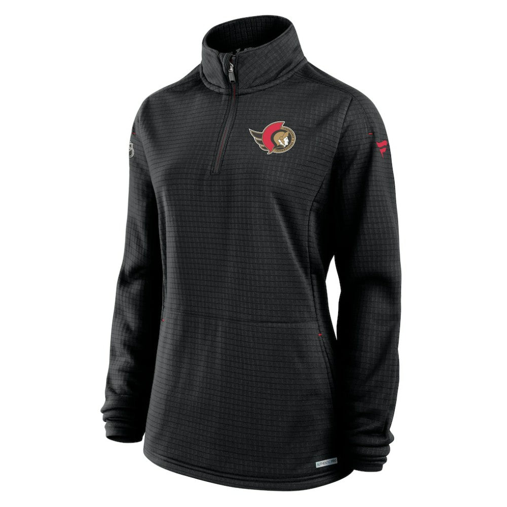 Ottawa Senators Fanatics Women's Authentic Pro Rink Quarter-Zip Pullover  Black